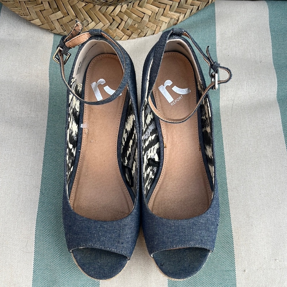 Report Shoes Women Denim Blue 6.5 Wedges